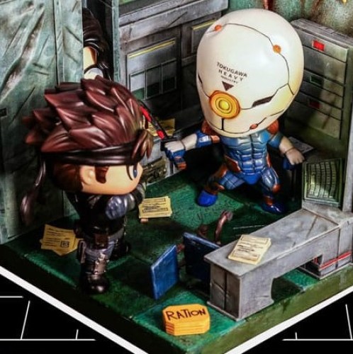 Solid Snake Vs Cyborg Ninja Ft. Otacon Metal Gear Solid DioCube PVC Diorama by Figurama Collectors